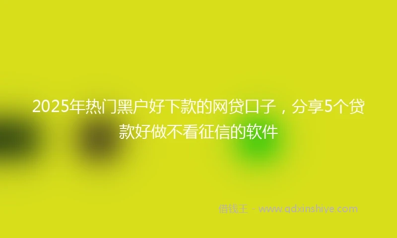 2025年热门黑户好下款的网贷口子，分享5个贷款好做不看征信的软件