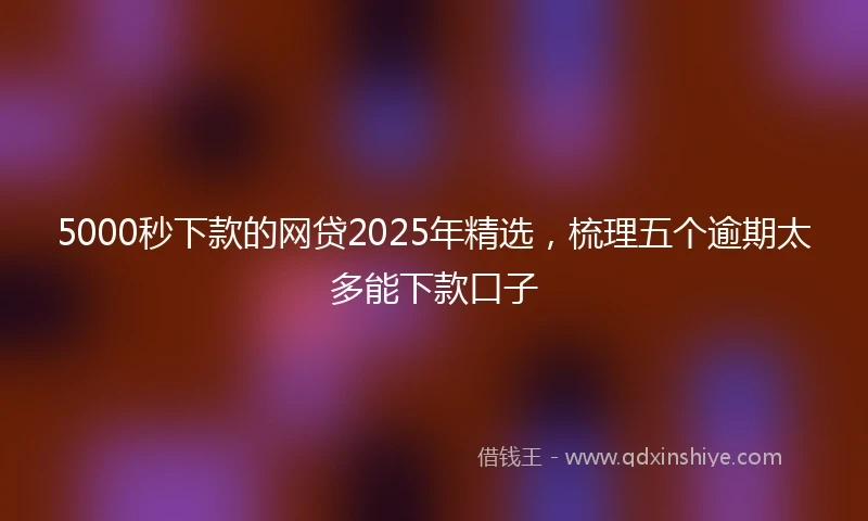 5000秒下款的网贷2025年精选，梳理五个逾期太多能下款口子