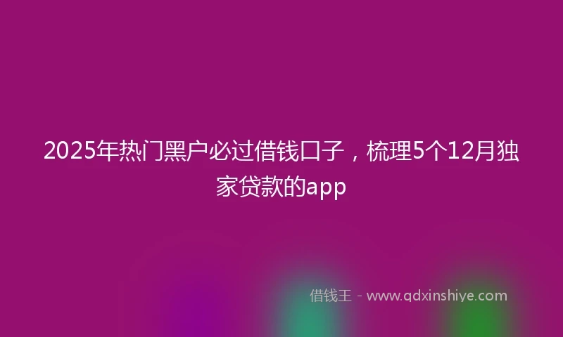 2025年热门黑户必过借钱口子，梳理5个12月独家贷款的app