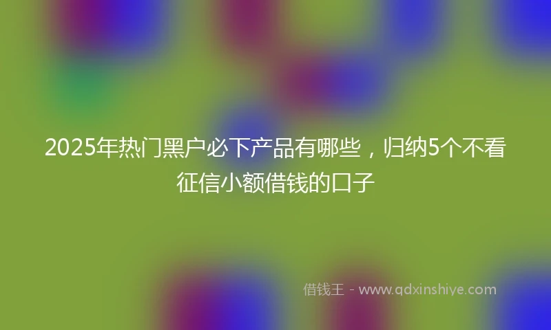 2025年热门黑户必下产品有哪些，归纳5个不看征信小额借钱的口子