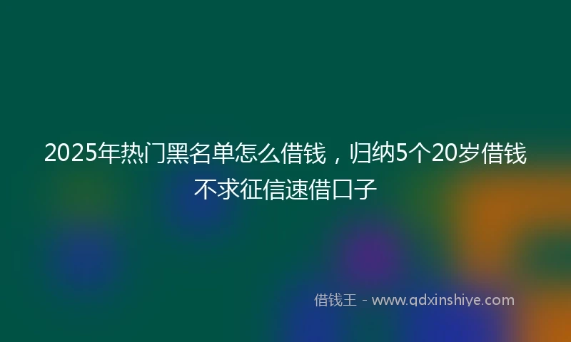 2025年热门黑名单怎么借钱，归纳5个20岁借钱不求征信速借口子