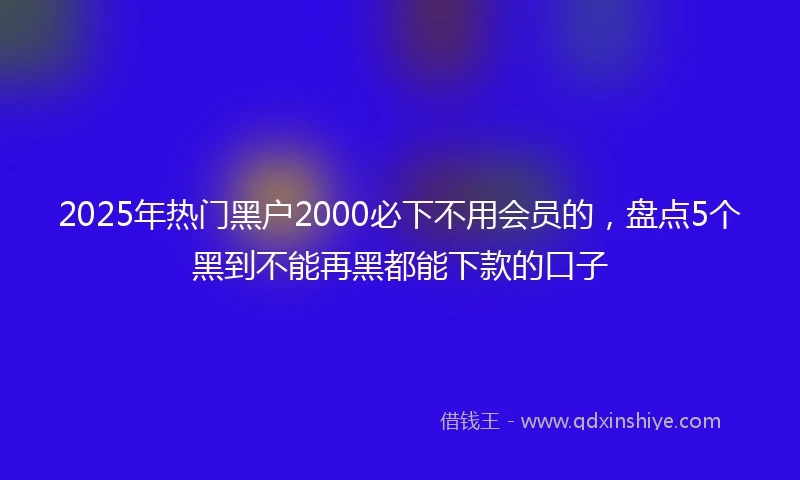2025年热门黑户2000必下不用会员的，盘点5个黑到不能再黑都能下款的口子