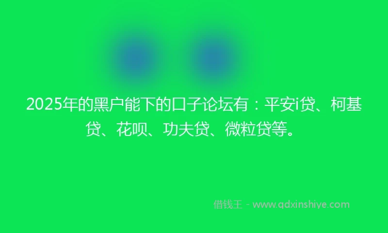 2025年的黑户能下的口子论坛有：平安i贷、柯基贷、花呗、功夫贷、微粒贷等。