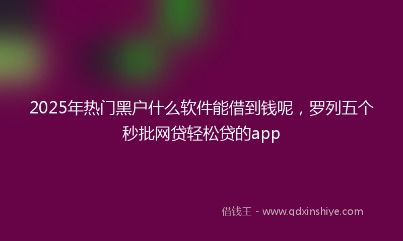 2025年热门黑户什么软件能借到钱呢，罗列五个秒批网贷轻松贷的app