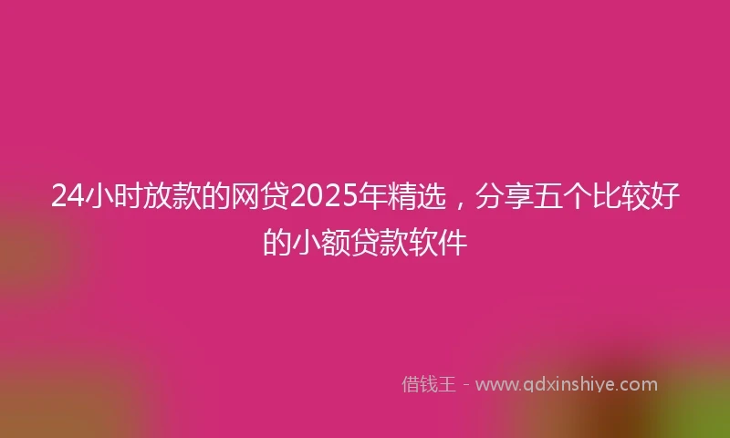 24小时放款的网贷2025年精选，分享五个比较好的小额贷款软件