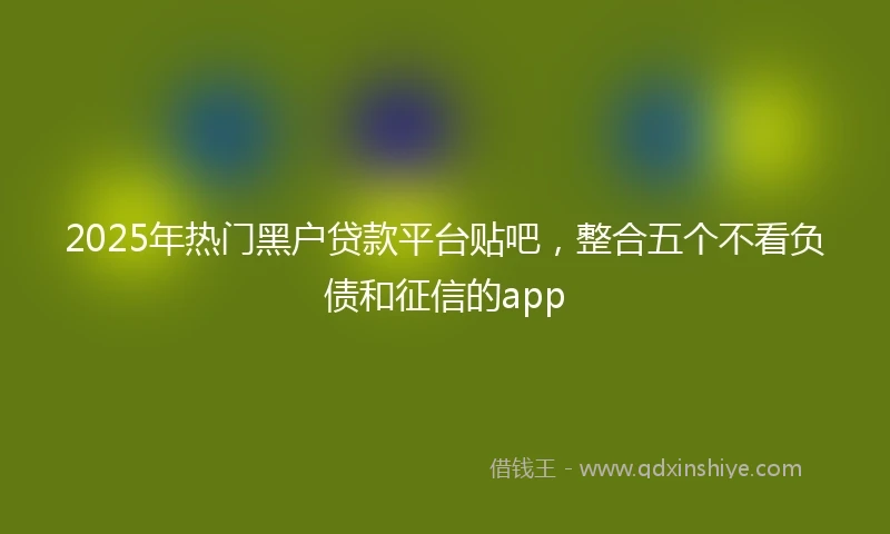 2025年热门黑户贷款平台贴吧，整合五个不看负债和征信的app
