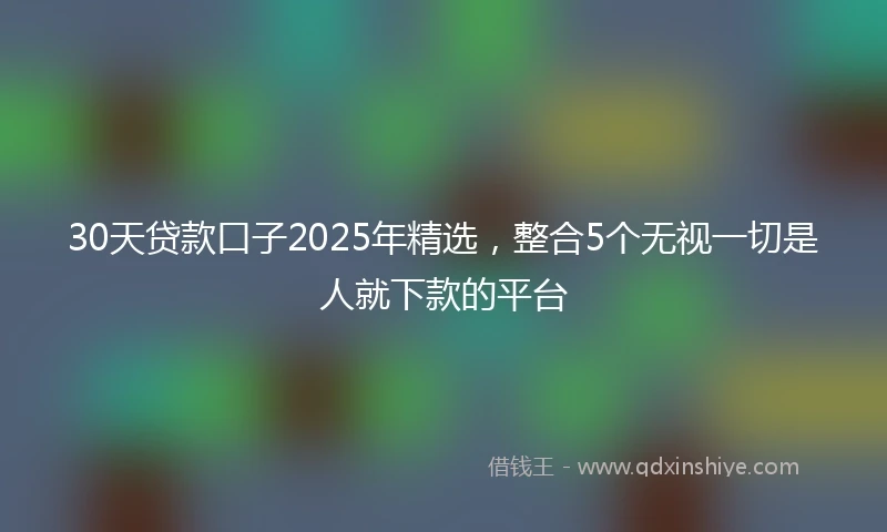 30天贷款口子2025年精选，整合5个无视一切是人就下款的平台