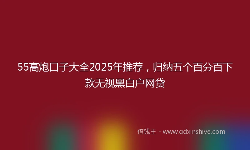 55高炮口子大全2025年推荐，归纳五个百分百下款无视黑白户网贷