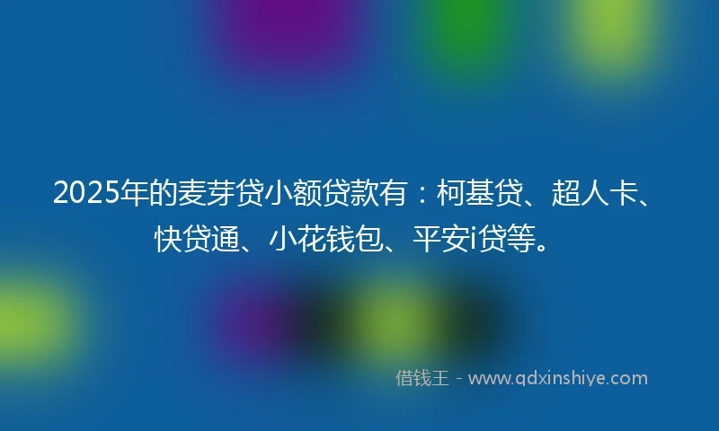 2025年的麦芽贷小额贷款有：柯基贷、超人卡、快贷通、小花钱包、平安i贷等。