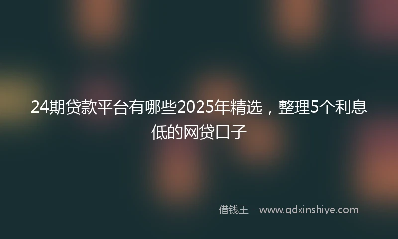 24期贷款平台有哪些2025年精选，整理5个利息低的网贷口子