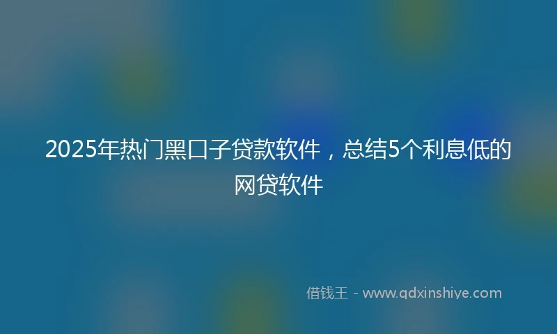 2025年热门黑口子贷款软件，总结5个利息低的网贷软件