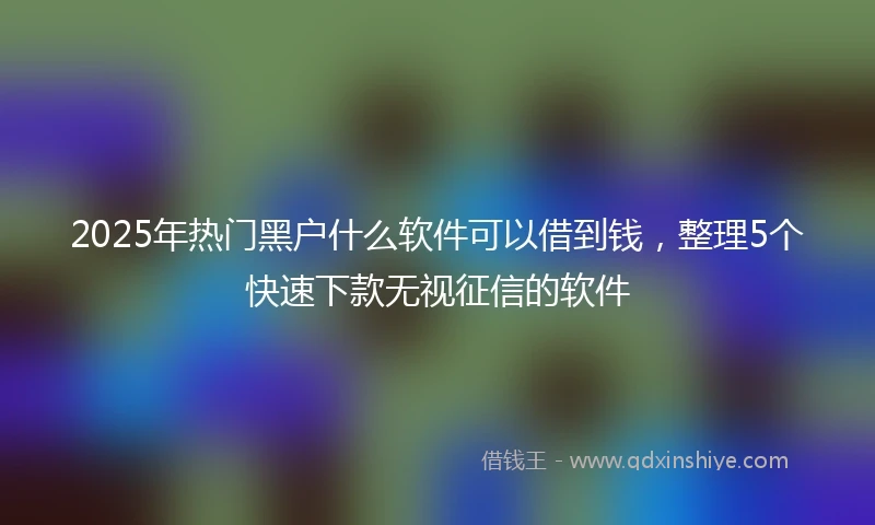 2025年热门黑户什么软件可以借到钱，整理5个快速下款无视征信的软件
