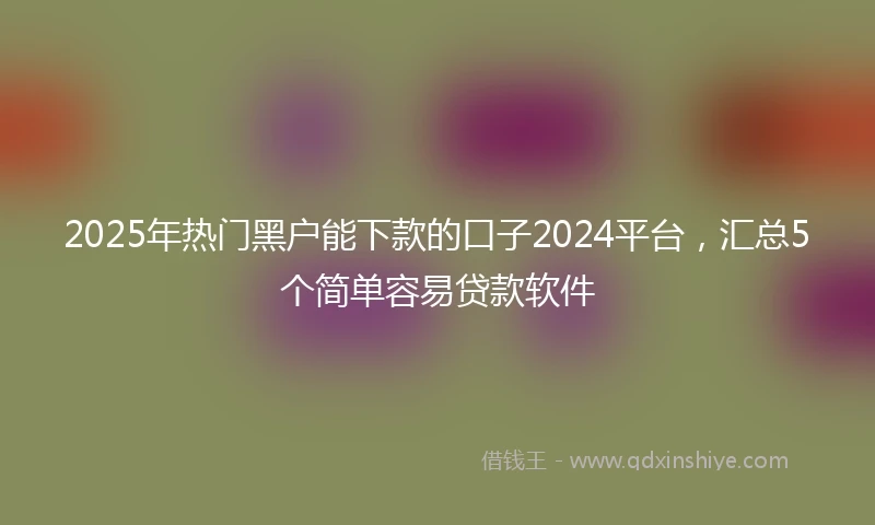 2025年热门黑户能下款的口子2024平台，汇总5个简单容易贷款软件