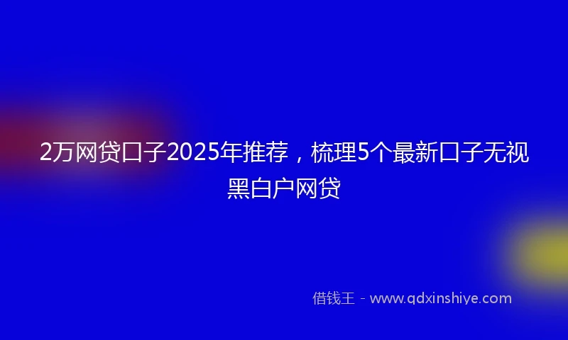 2万网贷口子2025年推荐，梳理5个最新口子无视黑白户网贷