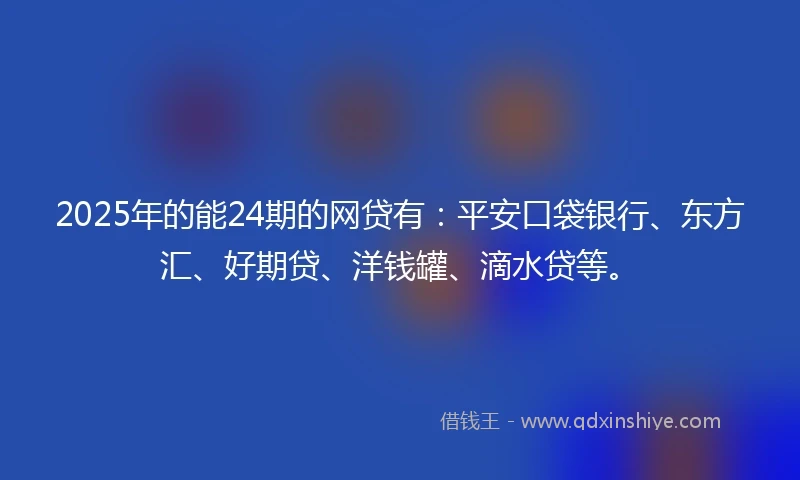 2025年的能24期的网贷有：平安口袋银行、东方汇、好期贷、洋钱罐、滴水贷等。