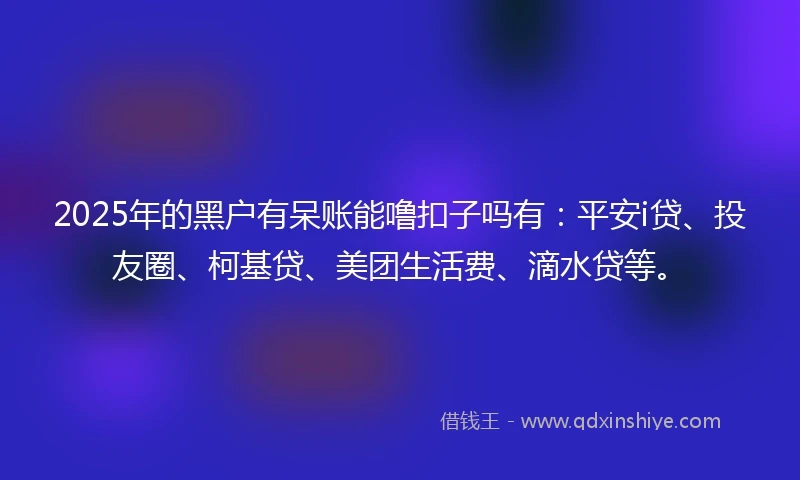 2025年的黑户有呆账能噜扣子吗有：平安i贷、投友圈、柯基贷、美团生活费、滴水贷等。