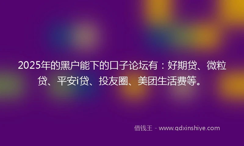 2025年的黑户能下的口子论坛有：好期贷、微粒贷、平安i贷、投友圈、美团生活费等。