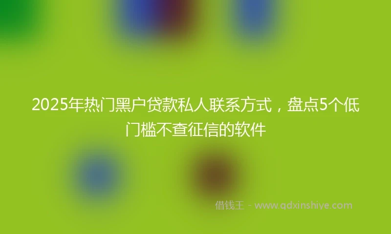 2025年热门黑户贷款私人联系方式，盘点5个低门槛不查征信的软件