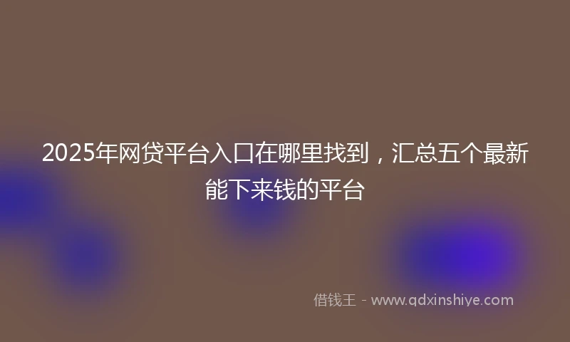 2025年网贷平台入口在哪里找到，汇总五个最新能下来钱的平台