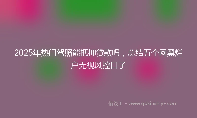 2025年热门驾照能抵押贷款吗,总结五个网黑烂户无视风控口子