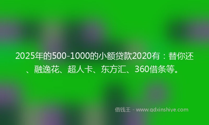 2025年的500-1000的小额贷款2020有：替你还、融逸花、超人卡、东方汇、360借条等。