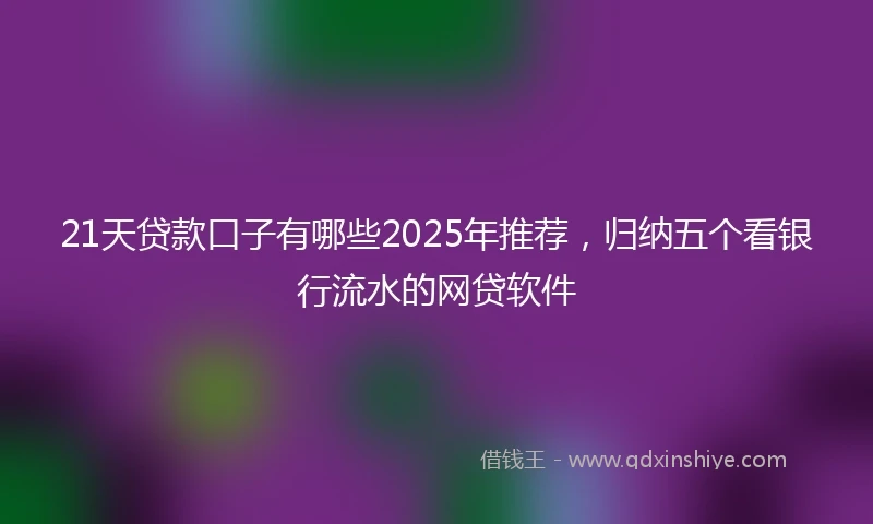 21天贷款口子有哪些2025年推荐，归纳五个看银行流水的网贷软件