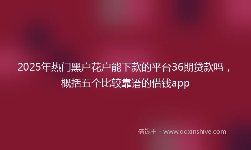 2025年热门黑户花户能下款的平台36期贷款吗，概括五个比较靠谱的借钱app