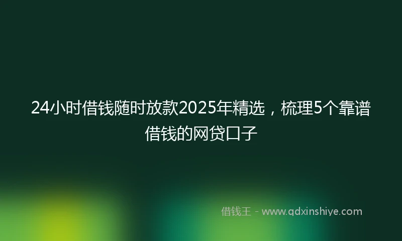 24小时借钱随时放款2025年精选，梳理5个靠谱借钱的网贷口子