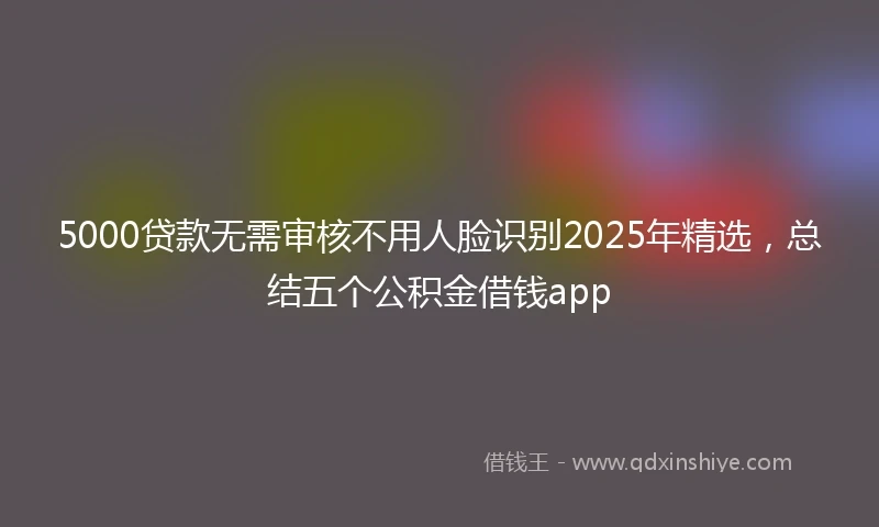 5000贷款无需审核不用人脸识别2025年精选，总结五个公积金借钱app