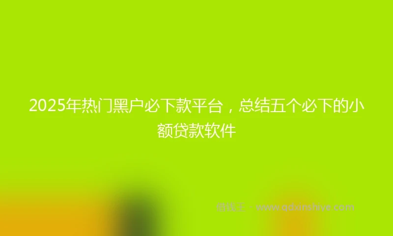 2025年热门黑户必下款平台，总结五个必下的小额贷款软件