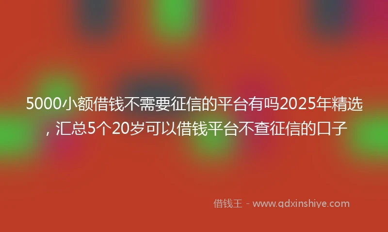 5000小额借钱不需要征信的平台有吗2025年精选，汇总5个20岁可以借钱平台不查征信的口子
