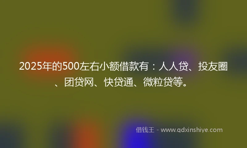 2025年的500左右小额借款有：人人贷、投友圈、团贷网、快贷通、微粒贷等。