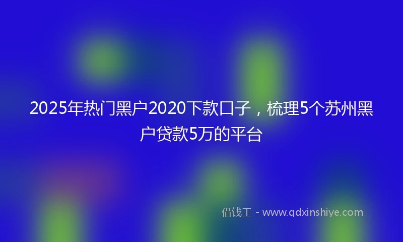 2025年热门黑户2020下款口子，梳理5个苏州黑户贷款5万的平台