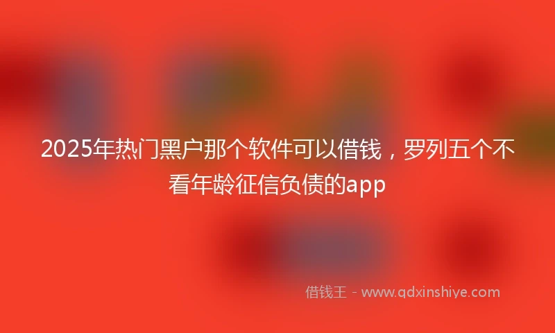 2025年热门黑户那个软件可以借钱，罗列五个不看年龄征信负债的app
