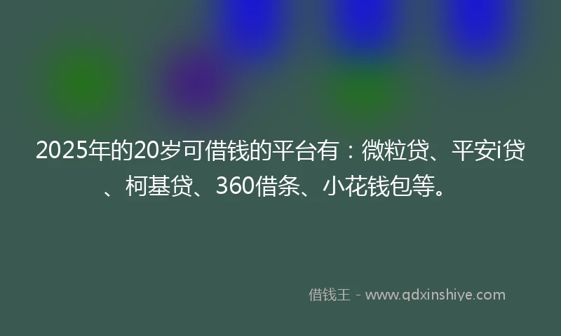 2025年的20岁可借钱的平台有：微粒贷、平安i贷、柯基贷、360借条、小花钱包等。