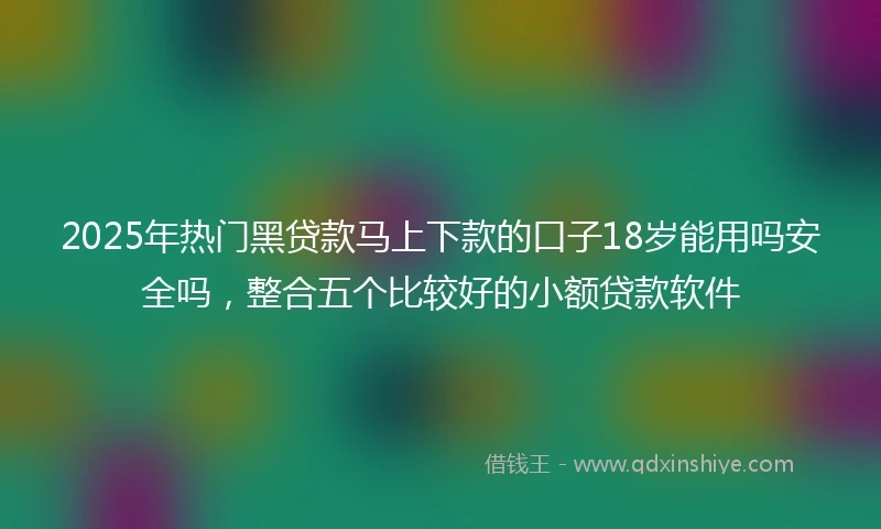 2025年热门黑贷款马上下款的口子18岁能用吗安全吗，整合五个比较好的小额贷款软件