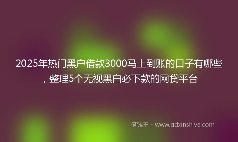 2025年热门黑户借款3000马上到账的口子有哪些，整理5个无视黑白必下款的网贷平台