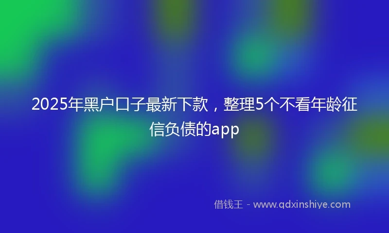 2025年黑户口子最新下款，整理5个不看年龄征信负债的app