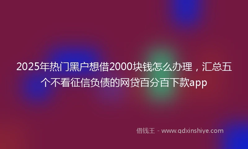 2025年热门黑户想借2000块钱怎么办理，汇总五个不看征信负债的网贷百分百下款app