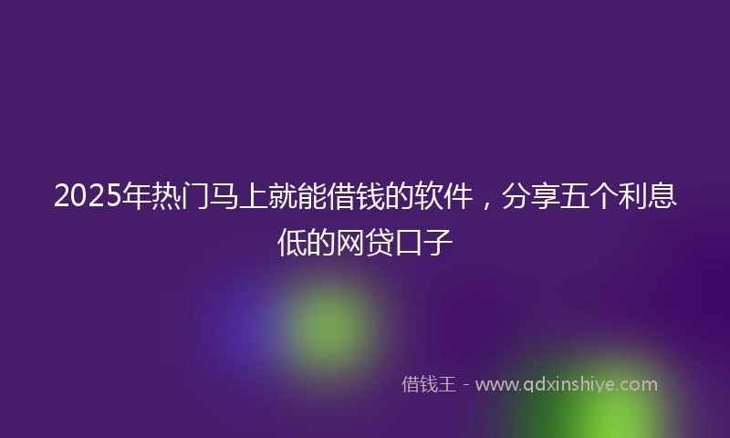 2025年热门马上就能借钱的软件，分享五个利息低的网贷口子