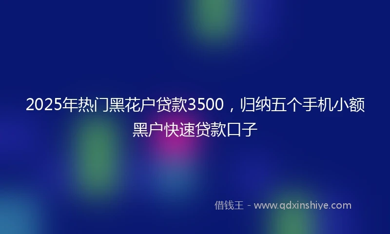 2025年热门黑花户贷款3500，归纳五个手机小额黑户快速贷款口子