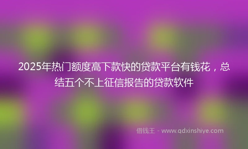 2025年热门额度高下款快的贷款平台有钱花，总结五个不上征信报告的贷款软件