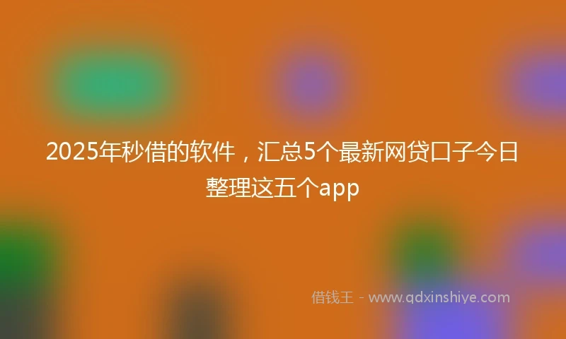 2025年秒借的软件，汇总5个最新网贷口子今日整理这五个app