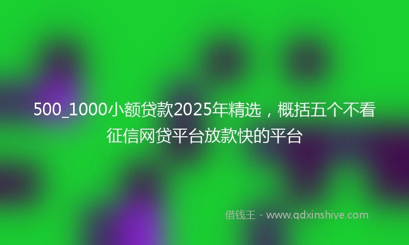 500_1000小额贷款2025年精选，概括五个不看征信网贷平台放款快的平台