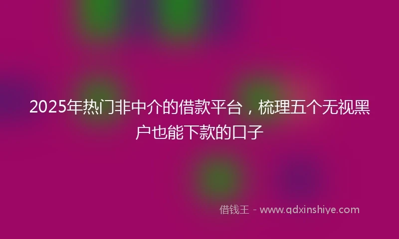 2025年热门非中介的借款平台，梳理五个无视黑户也能下款的口子