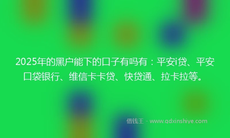 2025年的黑户能下的口子有吗有：平安i贷、平安口袋银行、维信卡卡贷、快贷通、拉卡拉等。