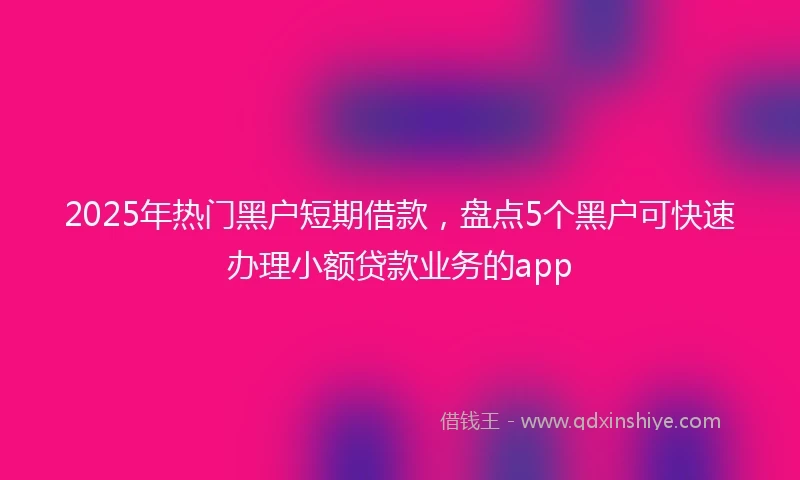 2025年热门黑户短期借款，盘点5个黑户可快速办理小额贷款业务的app