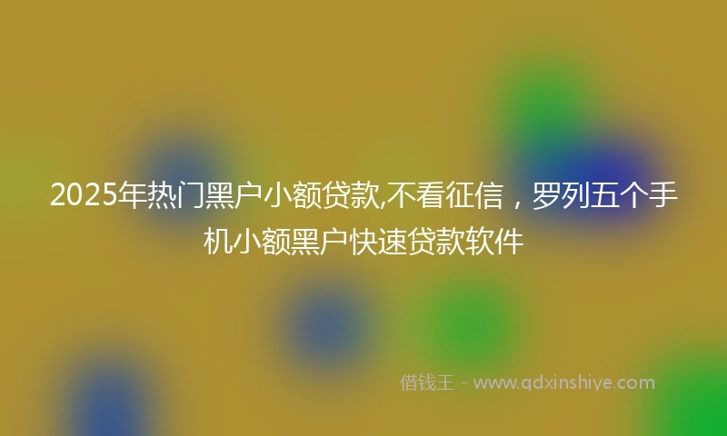 2025年热门黑户小额贷款,不看征信，罗列五个手机小额黑户快速贷款软件