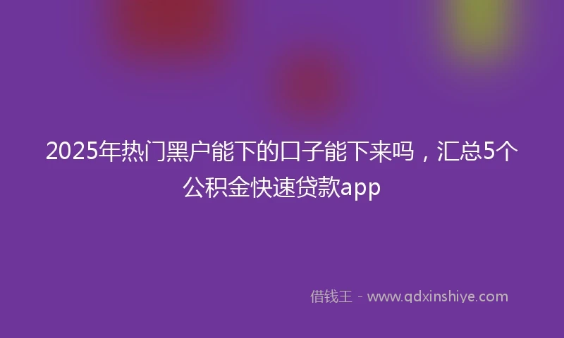 2025年热门黑户能下的口子能下来吗，汇总5个公积金快速贷款app