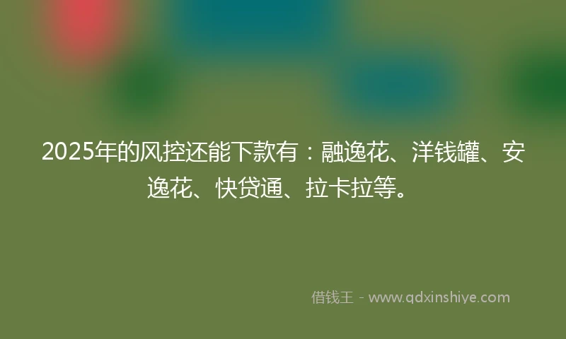 2025年的风控还能下款有：融逸花、洋钱罐、安逸花、快贷通、拉卡拉等。